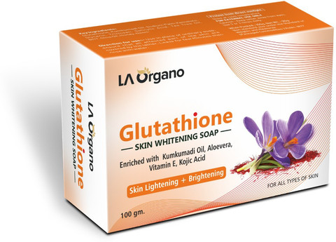 LA Organo Glutathione Kumkumadi Skin Lightening & Brightening Soap For All Skin Type-Pack of 1