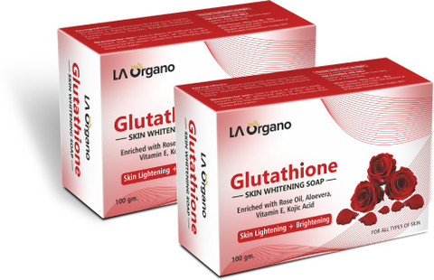 la organo glutathione skin whitening soap product info and reviews LA Organo Glutathione Rose Skin Lightening & Brightening Soap For All Skin  Type-Pack of 2