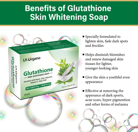 la organo glutathione skin whitening soap LA Organo Glutathione Neem & Tulsi Skin Lightening & Brightening Soap For  All Skin Type-Pack of 2