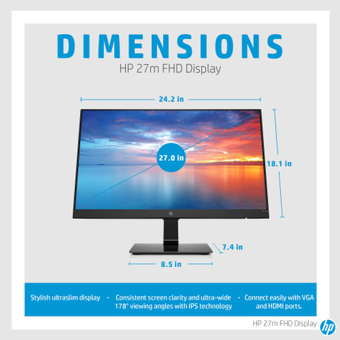 HP 27m 68.58 cm (27 inch) Full HD LED Backlit IPS Panel Ultra Thin