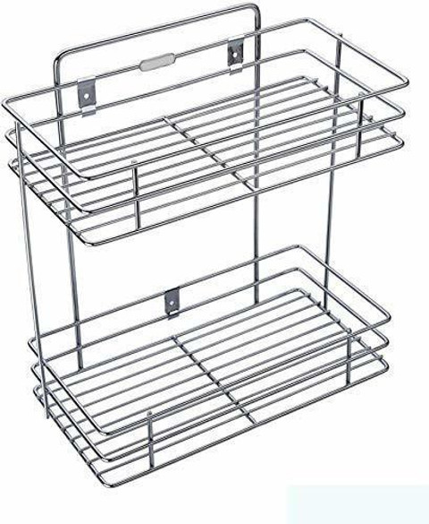 pavilion mall Utensil Kitchen Rack Steel Multipurpose Storage Rack/Shelf,  Double Layer Kitchen Rack, Bathroom Shelves and Racks Steel, Wall Mounted  - Main Image