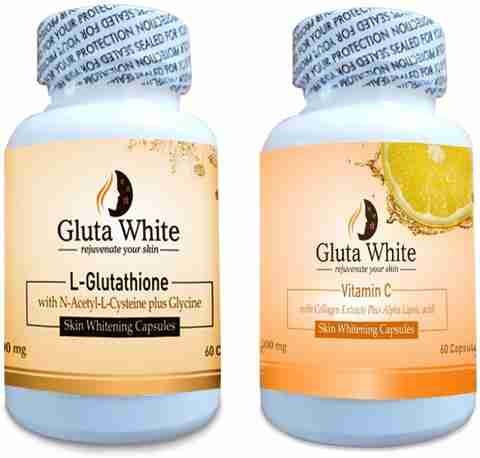 gluta white glutathione capsule Gluta White Glutathione and Vitamin C with Collagen Skin Whitening Capsules  Price in India