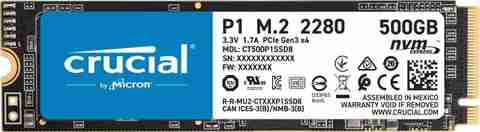 Crucial P1 500 GB Desktop, Laptop Multicolor PCIe NVMe Internal