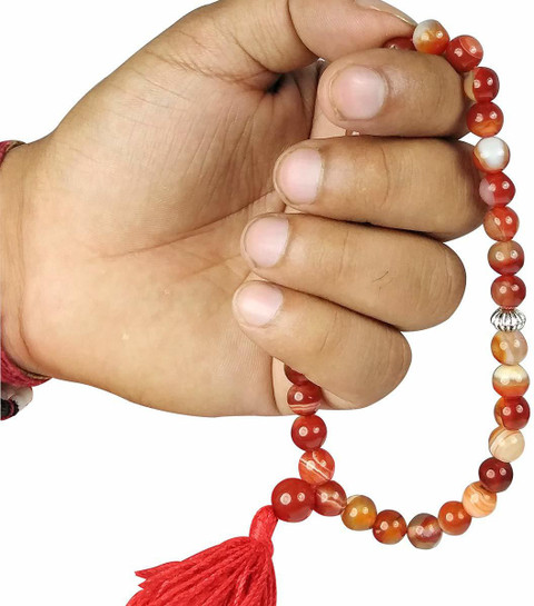 CRYSTU Red Hakik Tasbeeh Islamic Salah Prayer 33 Beads Tasbih