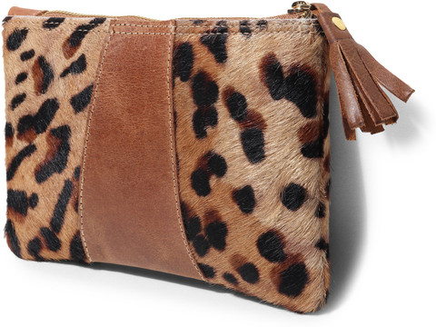Jungler Hair On Leopard Print Genuine Leather Multi Utility Pouch Pouch