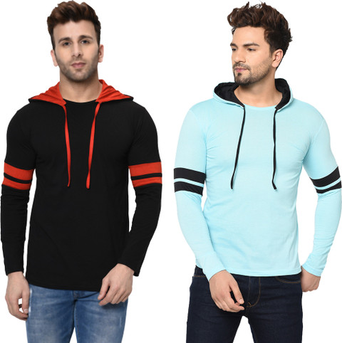 Jaskart Solid Men Hooded Neck Multicolor T-Shirt