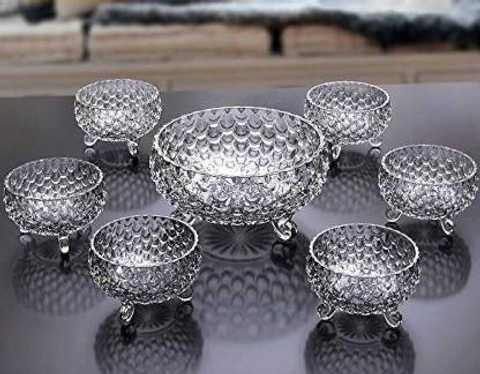 soniry Glass Dessert Bowl Crystal Glass Bowl Set of pcs with Large Bowl  Medium Bowls for Serving Snacks,Pudding,Dessert,Fruits and Other