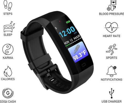 Activity Tracker Smart Watch Blood Pressure Temperature GOQii