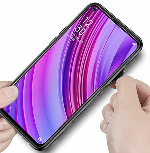 MOBILOVE Back Cover for Realme Luxury Toughened Glass Cover With  Shockproof Soft Silicone Side Case