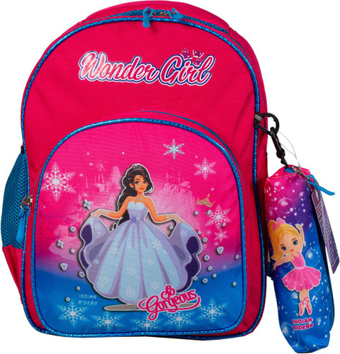 Indian Riders Barbie wonder girl School Kids Bag 16 Inches- Queen Pink  School Bag Waterproof School Bag (Pink, 20 L) Waterproof School Bag