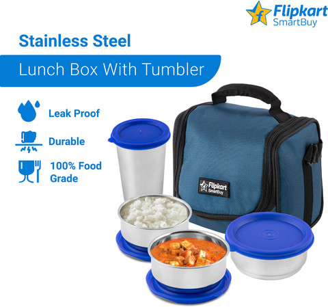 Flipkart SmartBuy Pc Steel Lunchbox Containers Lunch Box