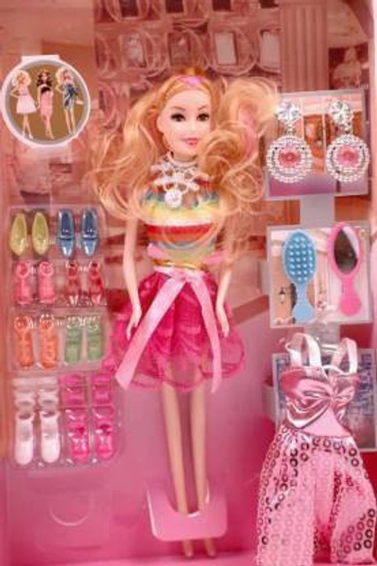 Easy Way doll with doll house accessories (Pink) (Multicolor)