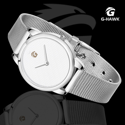 G-HAWK HM 2072 SILVER WHITE Latest Designer Two Hand Hour and Minute Only  Beautiful Watch for Women and Girls Analog Watch For Women