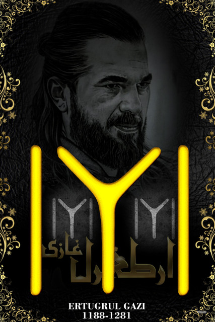 Ertugrul Ghazi KAYI Dirilis Gazi Logo and Face Black Goldan Kayi