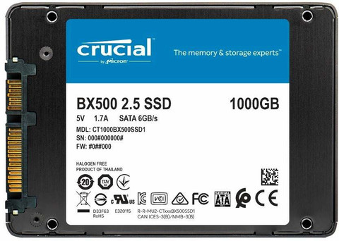Crucial BX500 1 TB Desktop, Laptop Black SATA Internal Solid