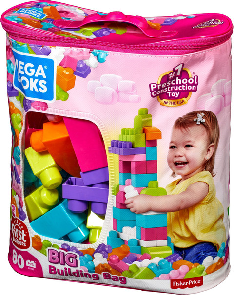 Mega Bloks Big Building Bag, Pink Color (80 Pcs)
