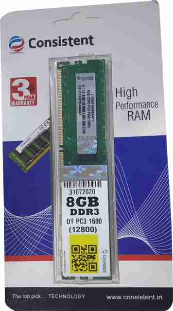 Consistent 1600 DDR3 GB (Single Channel) PC (DT PC3