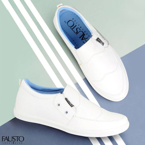 FAUSTO Slip On Sneakers Shoes for Casual Outfit|Fashion|Comfort|Flexible  TPR Sole Loafers For Men