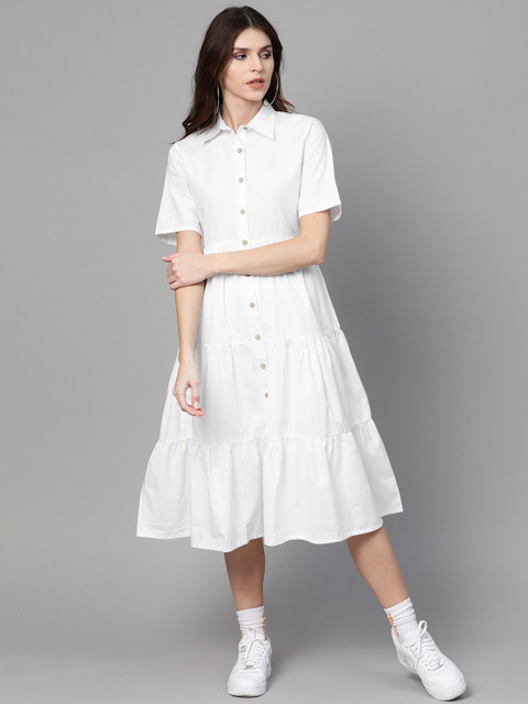 SASSAFRAS Women Shirt White Midi/Calf Length Dress Buy SASSAFRAS