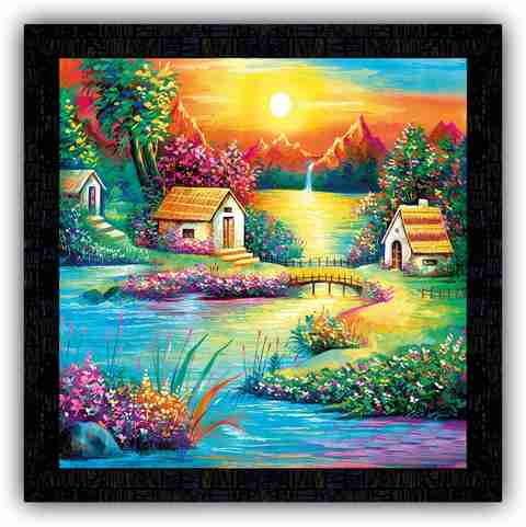 Poster N Frames framed poster of Hand Painted landscape scenery