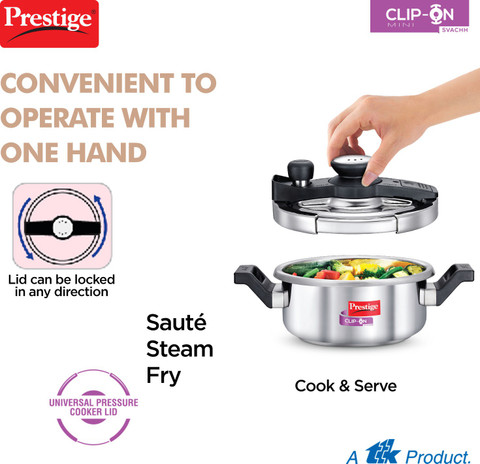 Prestige Svachh Clip on Mini L Outer Lid Induction Bottom Pressure Cooker