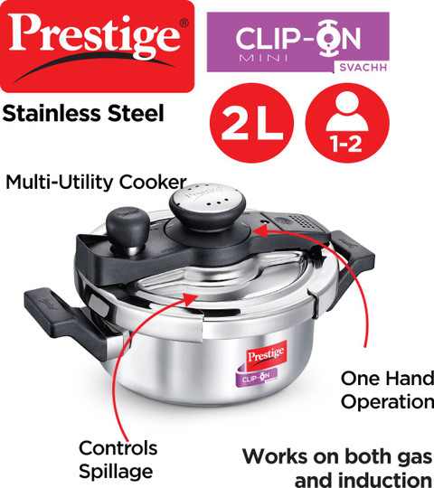 Prestige Svachh Clip on Mini L Outer Lid Induction Bottom Pressure Cooker