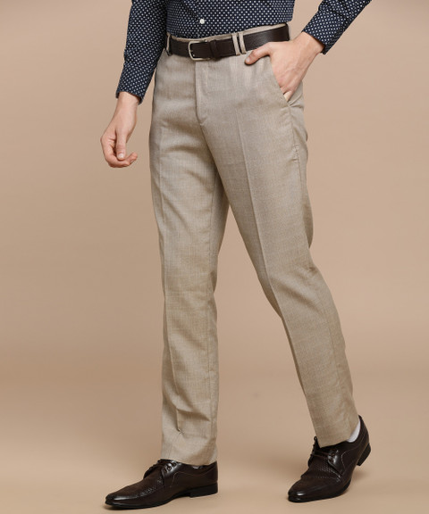 John Players Regular Fit Men Beige Trousers