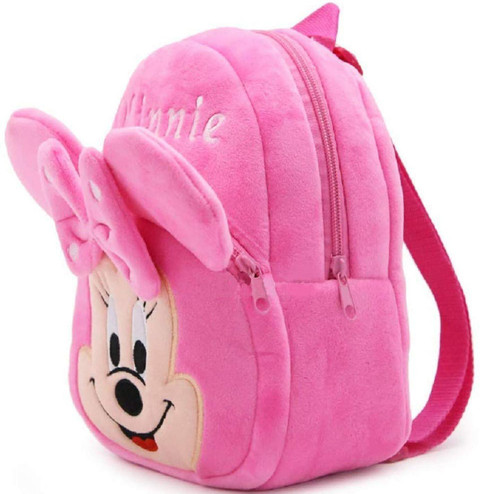 Ziraat Pink Minnie Mickey Mouse design kids school bag 14inche for to  age School Bag 12 L) Plush Bag (Multicolor, 14 inche) School Bag
