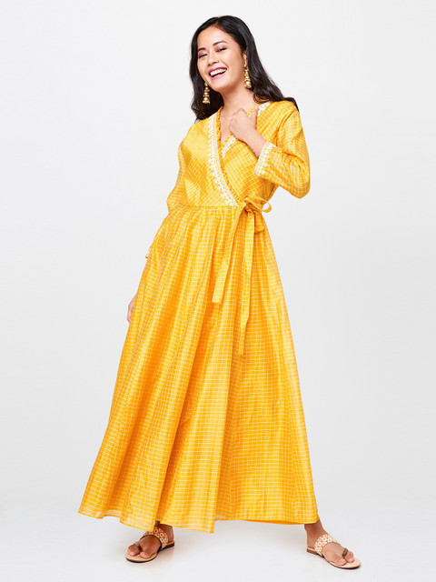 GLOBAL DESI Women Wrap Yellow Maxi/Full Length Dress - Buy GLOBAL DESI  Women Wrap Yellow Maxi/Full Length Dress Online at Best Prices in India |  Flipkart.com