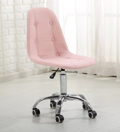 Deal Dhamaal Charles Jacobs Office Swivel Chair Adjustable Height Button  Light Pink Color Leatherette Office Conference Chair