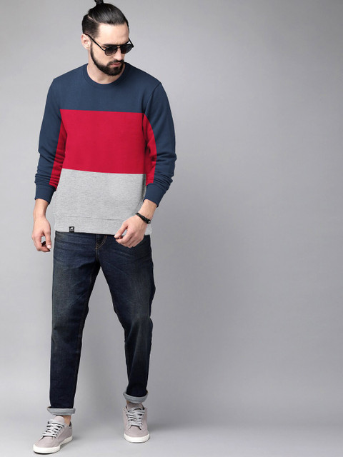 Jump Cuts Full Sleeve Color Block Men Sweatshirt - Buy Jump