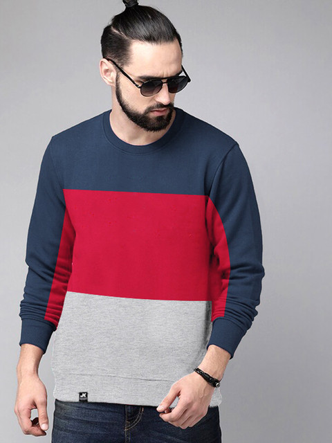 Jump Cuts Full Sleeve Color Block Men Sweatshirt - Buy Jump