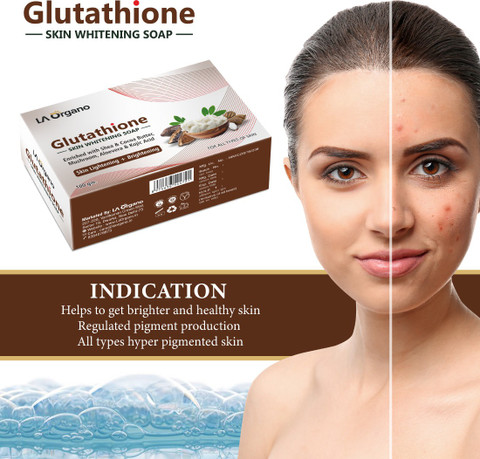 LA Organo Glutathione Shea Cocoa Butter Skin Lightening & Brightening Soap  For All Skin Type-Pack of 2