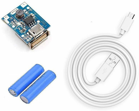 ERHIndia dc Ultra Small 5v Micro USB Power Bank Charging Module Circuit  Board Single USB Step Up with Mobile Charging Data Cable and 18650,1200mAh 