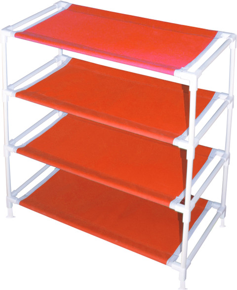 FLIPZON Multipurpose Foldable Shoe Rack Cabinet Organiser Shelves, Red  (Iron and Non Woven Fabric) Metal Collapsible Shoe Stand