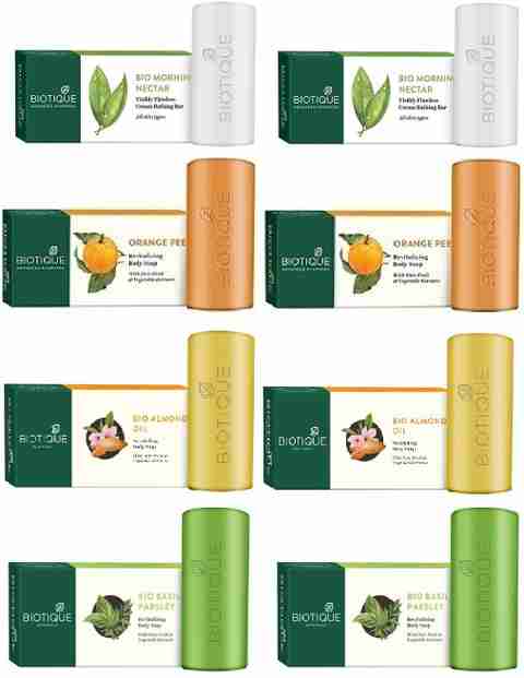 BIOTIQUE Pack of 8 Bio Soap Combo 2 Bio Morning Nectar+ 2 Bio