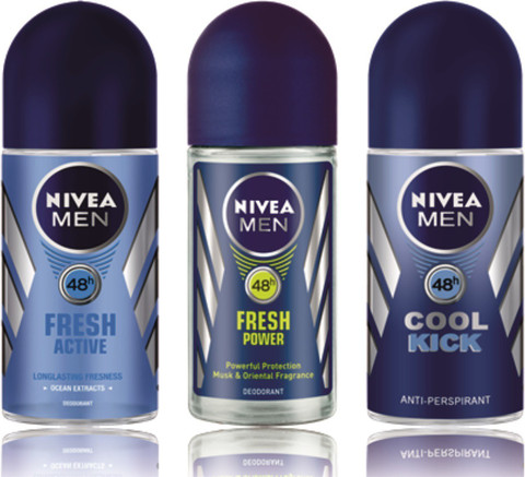 NIVEA Fresh Active,Fresh Power,Cool Kick Deodorant Roll-on For Men