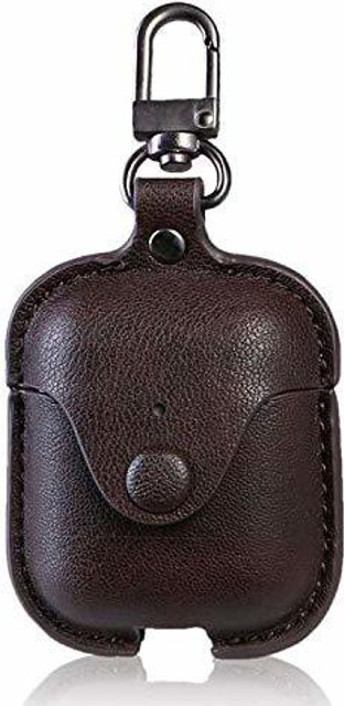 KHR Back Cover for Apple Airpods Cover Luxury Leather Storage Bag  Earphone Cover with Keychain Charging Case