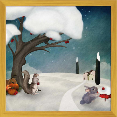 Artzfolio ArtzFolio Winter & Animals Tabletop Painting Golden