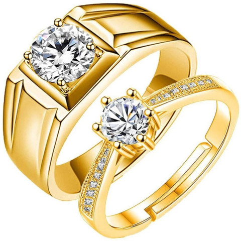 Mondals jewellery ADJUSTABLE COUPLE BAND RING SET Alloy Cubic