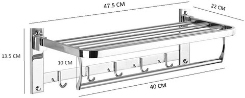 Garbnoire Luxurious Stainless Steel Folding Towel Rack Towel Stand  Towel Hanger Towel Holder Rack Shelf Bathroom Accessories (Square)  (18