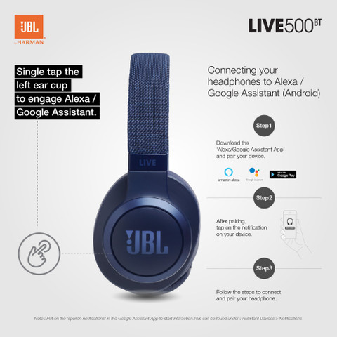 Google Assistant Headphones Notification JBL Live 500BT Voice