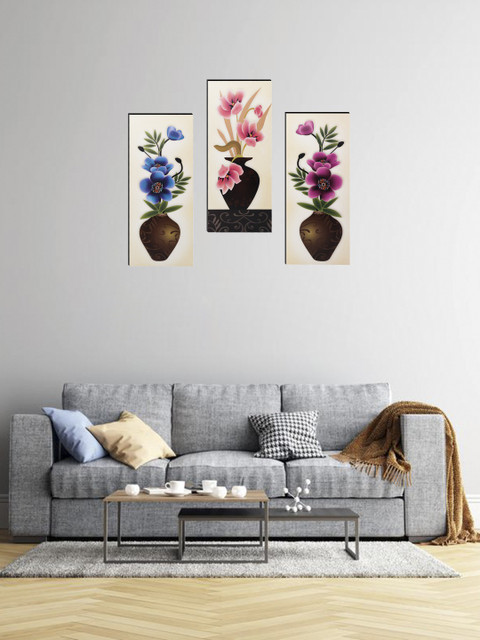 Indianara SET OF 3 MULTICOLOR ART (3129) Digital Reprint 13 inch x