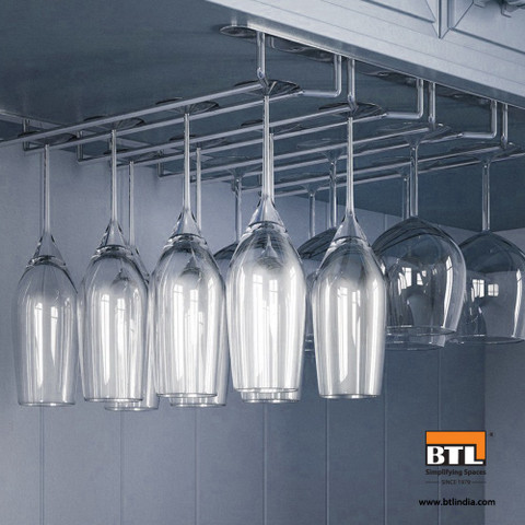 BTL Rows Wine Glass Rack in Chrome Finish (Under Cabinet Wine