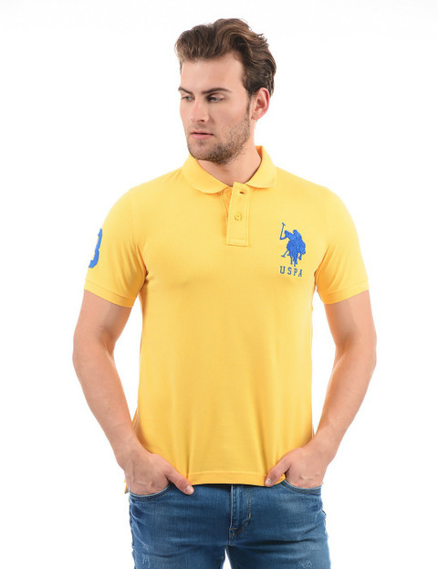 POLO Solid Men Polo Neck Yellow T-Shirt
