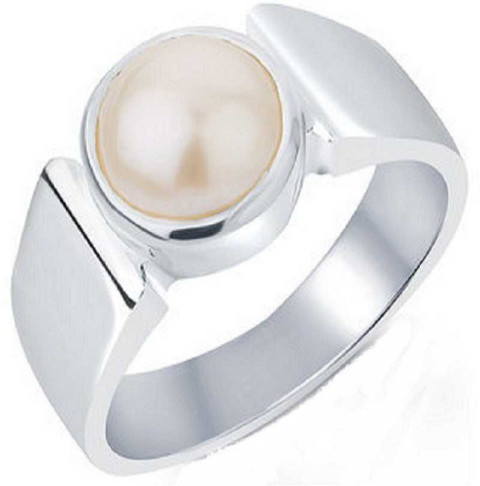 KUNDLI GEMS Pearl Stone ring Original Pearl ratti moti stone semi  Precious Certified for men women Stone Pearl Silver Plated Ring