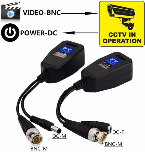 LipiWorld (Pack Of 3) 8MP (PV) Passive Video Balun BNC DC to RJ45