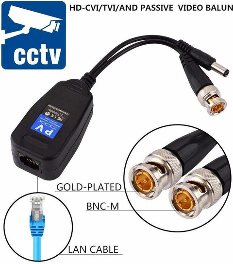 LipiWorld (Pack Of 2) 8MP (PV) Passive Video Balun BNC DC to RJ45