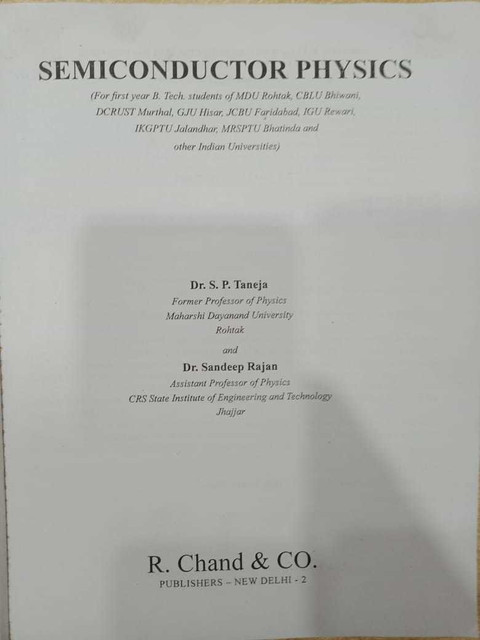 Semiconductor Physics: Buy Semiconductor Physics by S P Taneja