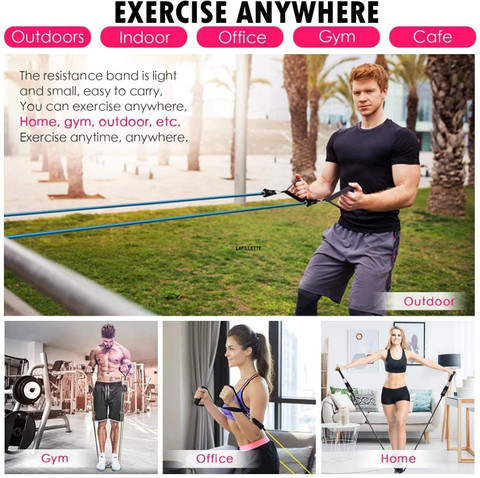 LAFILLETTE Resistance Bands Set with Door Anchor, Handles, Ankle Straps  Resistance Tube